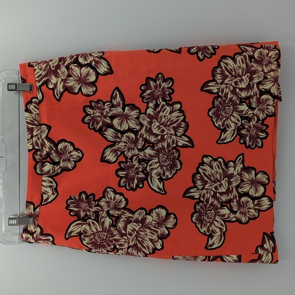 Maeve Dresses & Skirts - Anthropologie Maeve Salinas Floral Pencil Skirt Orange Cotton 4 Lined Slit Short